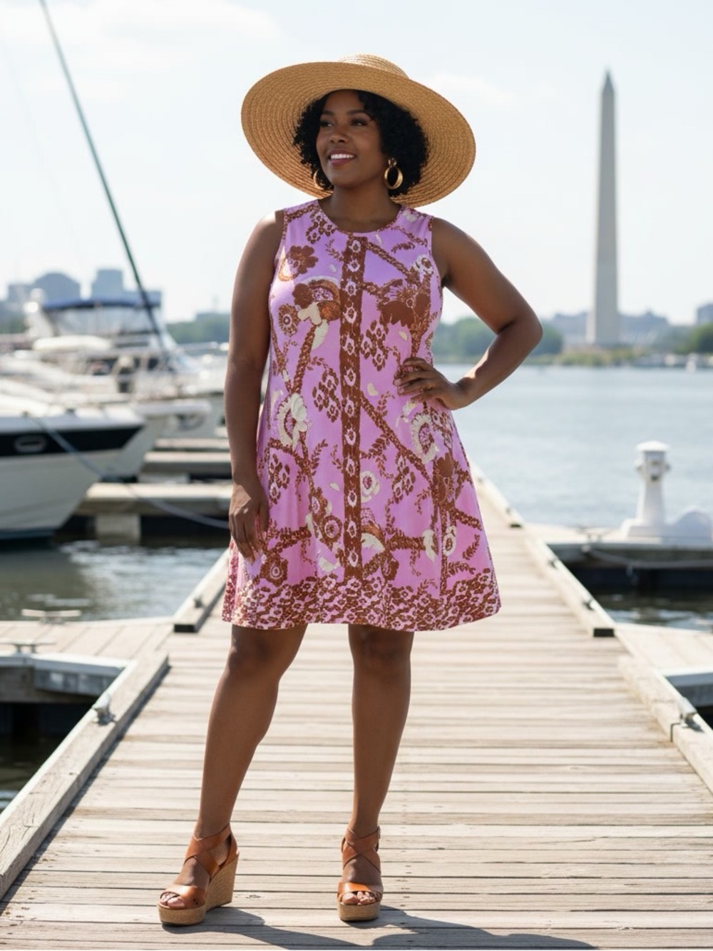 Style & Co Pink Floral Sleeveless A-Line Dress XXL NWOT